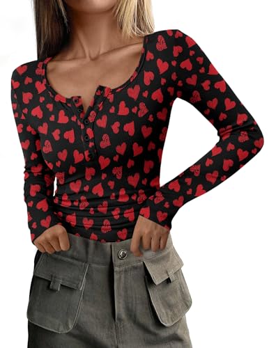 Image of PRETTYGARDEN Women's Fall Long Sleeve Henley T Shirts