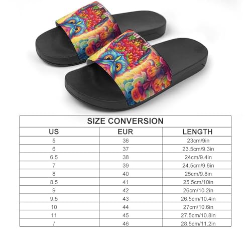 Colorful Owl Pattern House Sandals Non-Slip Bathroom Slippers Beach Summer Shoes for Men Women2