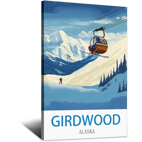 Affiche de voyage vintage Alaska idée cadeau originale déco 50x75cm