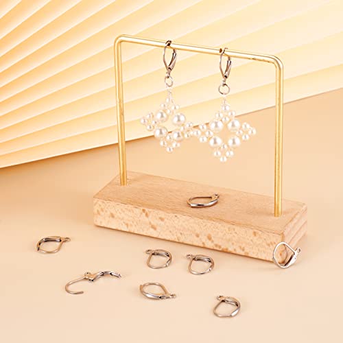 Pandahall 100Pcs Stainless Steel Lever Back Hoop Earrings Surgical Earring Components For Jewelry Makings 13X10X1.5Mm #TOP2