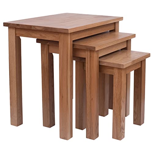 AERATI Nest of Tables Set of 3 Nesting Coffee Tables OAK Side End Lamp Tables for Living Room Natural 1 AERATI Nest of Tables Set of 3 Nesting Coffee Tables OAK Side End Lamp Tables for Living Room Natural