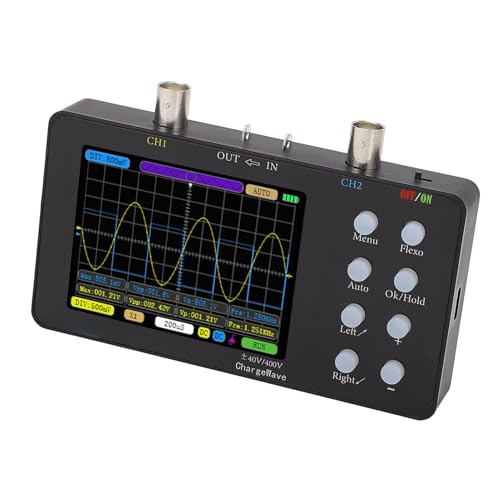 Handheld Digital Oscilloscope Kit, Portable Oscilloscopes 2 Channels 50M Sampling Rate, Digital Handheld Tablet Oscilloscopes with 12 Types Parameter Display