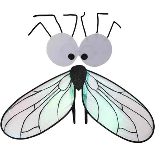 HiyyFloy Ailes De Mouche Factices, Accessoire De Déguisement D'insecte pour Halloween (2 Pièces), Ailes D'insecte Amusantes pour Spectacles De Fête, Déguisement De Mouche pour Adultes Enfants.