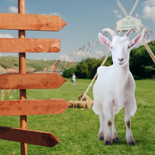 Image of Geelin 5ft Goat Cardboard Standup Cutout Life Size Lamb Jungle Safari Animal Stand up Photo Prop for Zoo Safari Jungle Farm Themed Birthday Party Classroom Decoration Supplies