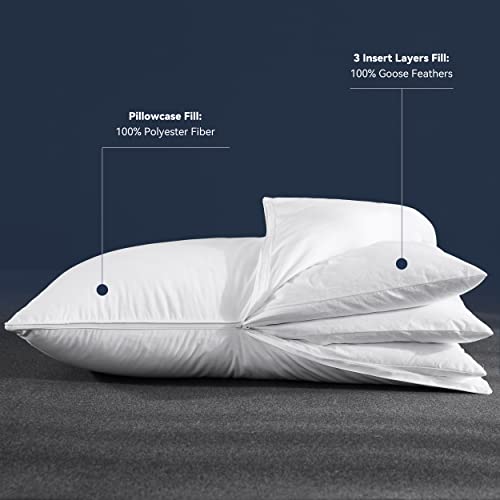 Aikoful Premium Adjustable Queen Size Goose Feather Pillow With 100% Cotton Cover (Queen Size) #TOP1