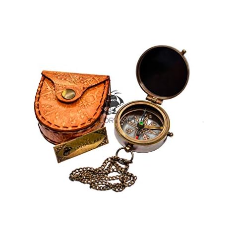 Sailor's Art Pocket Compass for Boys and Men, Solid Brass Directional Engraved Compass for Baptism Gifts, Communion and Confirmation Christian Gifts for Boys Graduation, Vintage Military Compass Cover