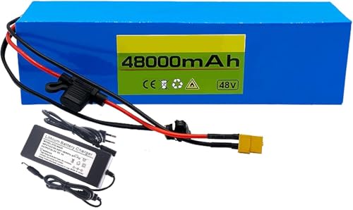 SXYKXYDL Batería de Litio para Bicicleta eléctrica de 48 V y 48 Ah, 13S3P, 48 Ah, con Cargador, batería de Alta Potencia, Recargable, para Motores de 200 W, 500 W y 800 W