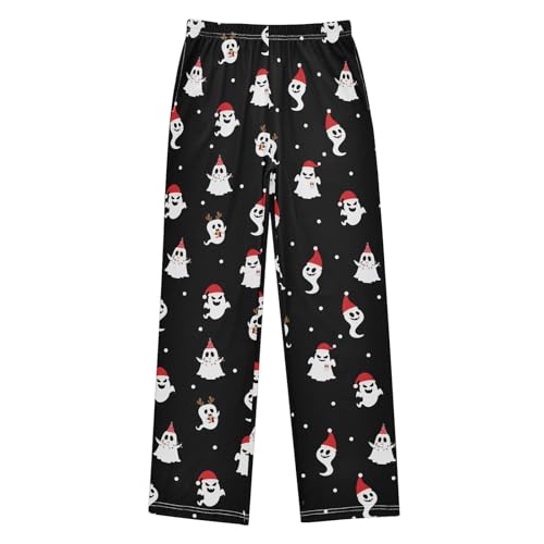 CaTaKu Boys Christmas Cute Ghost Pants for Boys Girls Wide Leg Sweatpants Kids Long Bottoms with Pockets Size 6-14Y