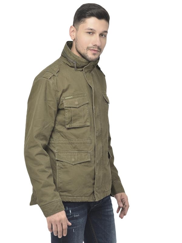 Image of Woodland Men Long Sleeves Open Front Regular Fit Polyester Standard Length Jackets