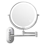 Auxmir Espejo Maquillaje con Luz Pared, 1X/10X Aumento, Espejo de Baño LED Doble Cara, 360...