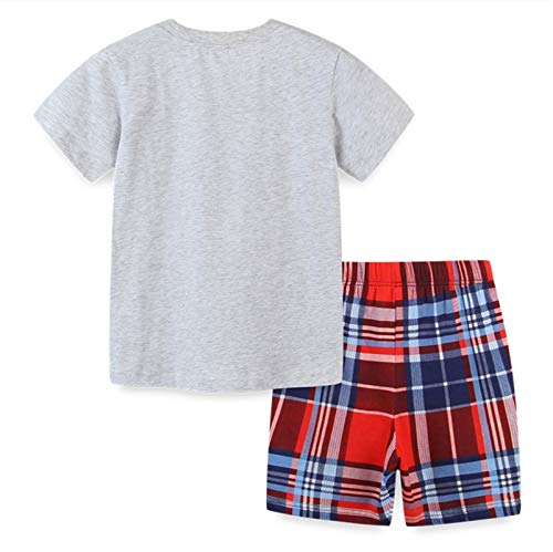 Image of Boys Summer Short Sets Outfits Cotton Casual Crewneck Short Sleeve Shirt Shorts Playwear Clothes Sets 2-7Y