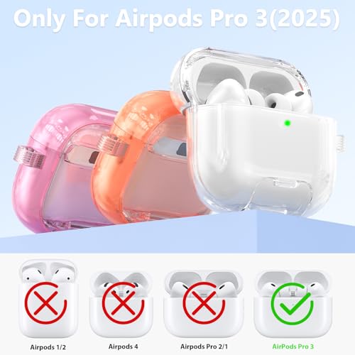 Image of Case for Airpods iPods Pro 3 Case 2025 with Phone Stand for Women-VISOOM Clear Air Pod iPod Pro3 Cases Cover Cute Girly Airpods Case Pro3 Bling Glitter AirPods Pro3 Cases Hard Shell with Keychain