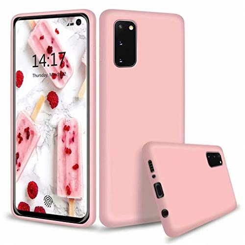 Kompatibel mit Samsung Galaxy S20 Plus Hülle Flüssiges Silikon Gel Gummi Stoßstange Schlank Stoßfest Schutzhülle+1*(Frei Bildschirmschutz)-Pink