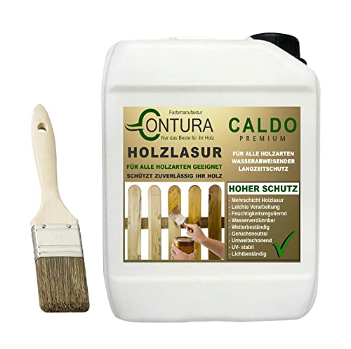 Holzlasur Dickschichtlasur 2,5 Liter Set mit Pinsel 2in1 Dauerschutzlasur Holzschutz Lasur (01 Farblos-Natur)