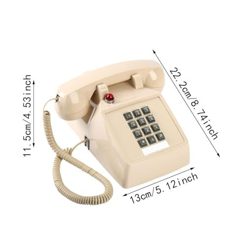 Téléphone filaire avec base métallique robuste beige 13x22 cm - 4
