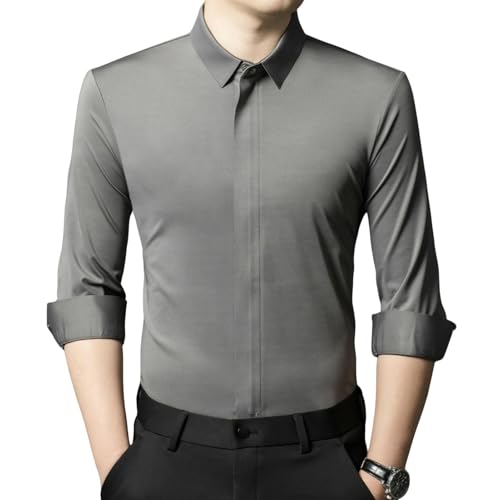 Chemise manches longues homme anti-irritation sans coutures boutonnière cachée