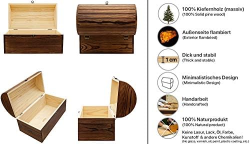 arlis Treasure Chest Pinewood Premium Large with Code Lock | 32.5x17.5x20.5cm | Flambéed and Handmade | Without paint or other chemicals