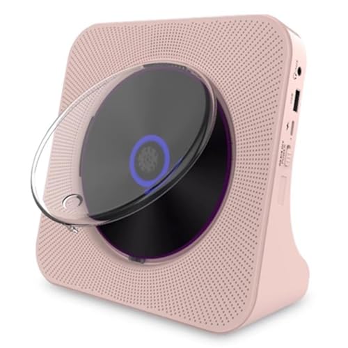 MDXHKK Desktop Portable CD Player, Home Bluetooth Integrated Player, Audio Record Player, Retro Album CD Audio Speaker, Disc Player, Bluetooth Boomboxes, Speakers Dock,Pink