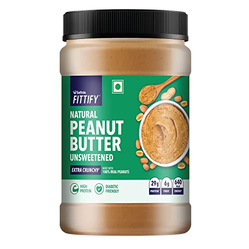 Saffola FITTIFY Natural Peanut Butter | Unsweetened | Extra Crunchy ...