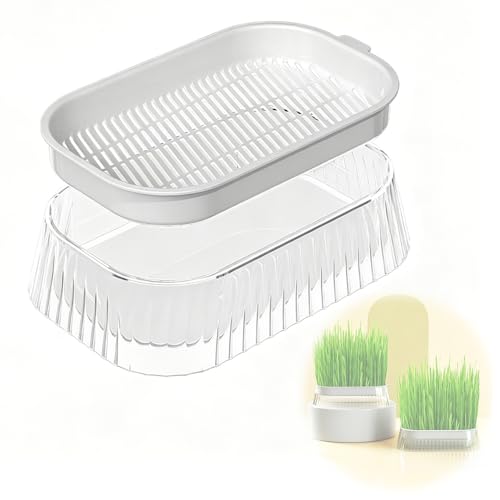 YUKATELA 2 層式水耕栽培容器 猫草豆苗用 1 個入 19×12.5×5cm PP+PS 素材