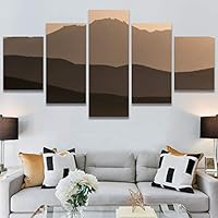 SIGNWIN 5 Panel Canvas Wall Art Orange Sunset for Home Decorations Ready to Hang - 60
