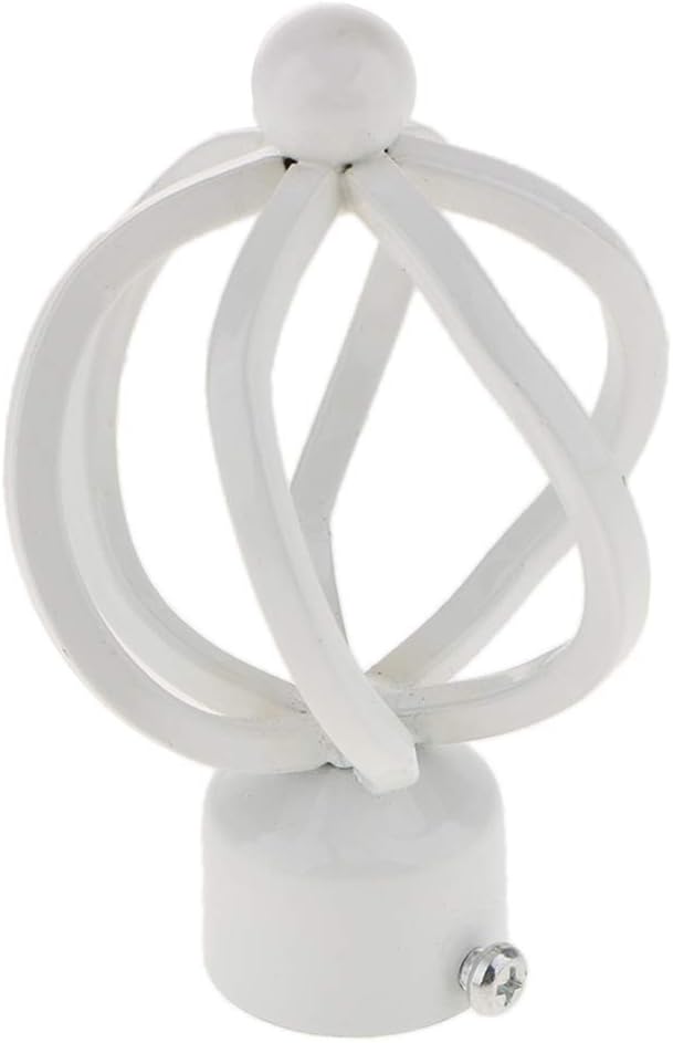 Curtain Rod Ends Window Curtain Panel Rod/Pole End Finials Heads Caps for 28mm Inner Diameter Rods Aluminium Alloy - Style 3-White, 6x8cm