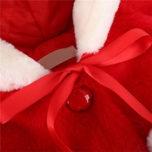 Hooded Jacket for Toddler Girls Christmas Faux 𝗙𝘂r Button Windproof Puffy Coat Warm Fleece Windproof Outerwear4