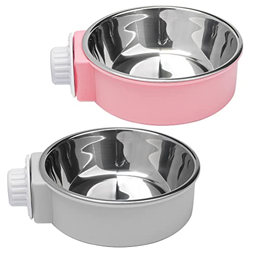 2 Pack Removable Hanging Pet Crate Bowls 420ml 4.3In for Dogs & Cats