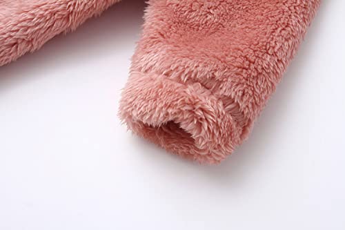 Newborn Baby Warm Puffer Cotton Fleece Hooded Romper Cute Bear Ear Jumpsuit For Baby Girl Boy Pink 0-3M #TOP3