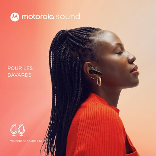 Motorola - Écouteurs sans fil Moto Buds 125 True, appairage rapide, résistant à l'eau, 17 heures d'autonomie, chargement USB-C, noir