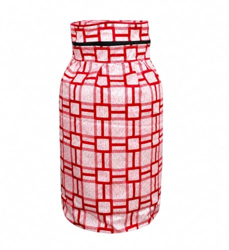 Image of Woah Cotton & PVC Dustproof LPG Gas Cylinder Cover | Stain-Resistant Polyester | Fits Standard Gas (Red Block, Pack of 2)