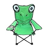 Cadeira Infantil Dobrável Fofa | Praia, Camping, Quintal ou Quarto | Suporte para Copo, Leve e Portátil, Ideal para Crianças (sapo)