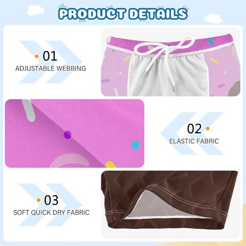 Boys Swim Trunks Quick Dry Bathing Suit Purple Brown Ice Cream Toddler Swim Shorts Boardshorts Swimwear 3-103