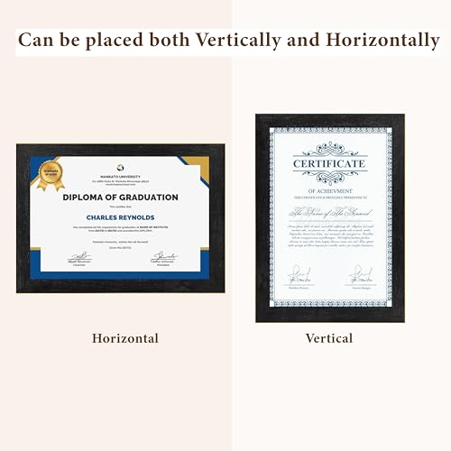 Image of Wooden Document Photo Frame with Storage, Certificate Holder Frame for Wall Mount & Tabletop | Memory Frame for Birth Certificate, Awards & Photos | Premium Finish ( Black, Size 9.2X12.6 Inch )