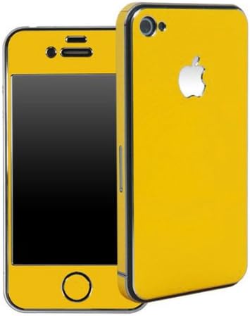 iphone4 /4s Sticker, Apple iPhone 4 /4S Aluminium Protective Sticker Skin Full Body (included Matte Anti Finger Anti Glare Screen Protector Guard Film - 2 pack) for Luxury looks Diamond Cutting (Yellow)
