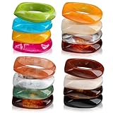 Liliaafar 16 Pcs Colorful Acrylic Resin Chunky Bangle Bracelets for Women, Irregular Punk Resin Bangle Geometric Cuff Wide Square Wristband Thick Acetate Statement Valentines jewelry Gifts Set