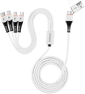 SDBAUX 3A 6 in 1 USB A/USB C Multi Charger Cable, Multi Phone Charger Cable USB A/USB C to 2 iP Micro USB Type C Cables Fast Charging for Cell Phone, Samsung- 1.2M