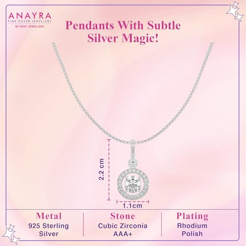 Image of 925 Sterling Silver Pendant Necklace for Women | Silver Locket with Chain | Daily Wear Jewellery | Minimalist Jewelry for Office & Casual Wear | Gift for Woman, Wife, Girlfriend, Mother, Sister | Anniversary, Birthday, Valentine's Day, Rakhi Gift