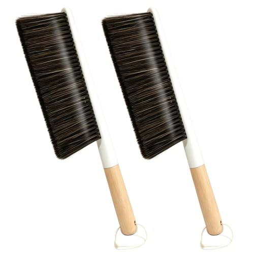 2 cepillos de limpieza suaves con mango de madera portátiles para el hogar 2