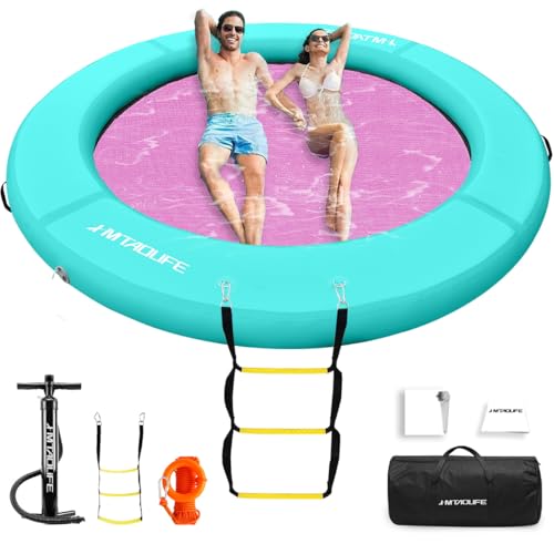 Inflatable Water Hammock Floating Dock,Round Floating Ring for Lake Boat Pool Ocean,Round Swimming Pool Float Hammock for Adults