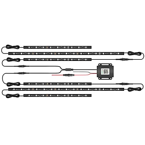 MustWin Underglow Lights for Car 6pcs Dreamcolor Exterior LED Car Lights Waterproof 2-in-1 Design Truck Strip Lights with APP & RF Control 16 Million Colors Music Mode (4 X 23.6 Inch + 2 X 35 Inch)