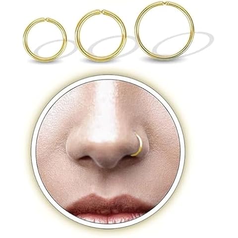 3pcs Gold Nose Ring Piercing Set Cover