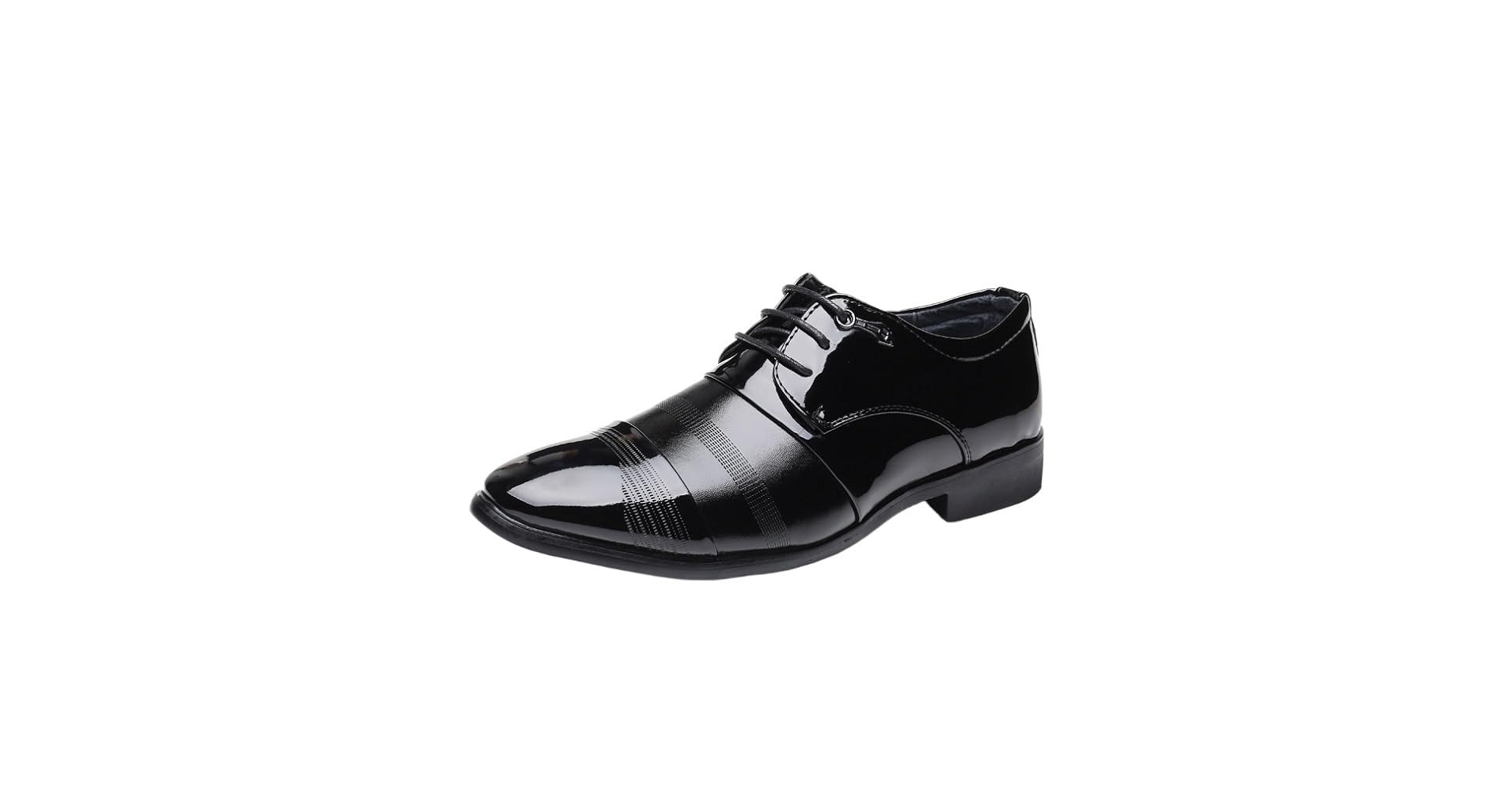 SDKOLPBNMZX Men's Shiny Patent Leather Shoes Classic Lace Up