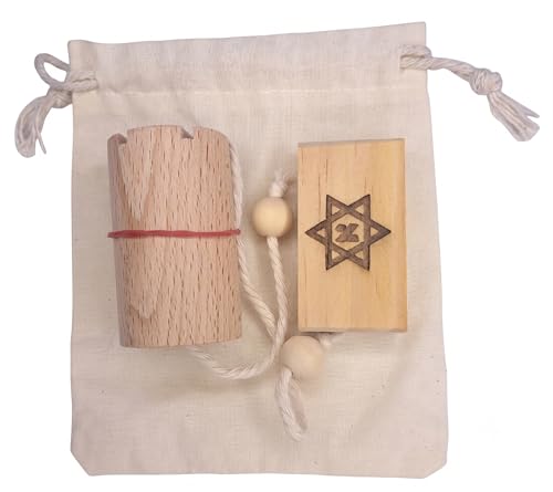 Woodmistic- Péndulo de Madera de Haya 50x30 mm | Metutelet para Radiestesia y recuperación Energética | Incluye Bloque de Madera grabada a...