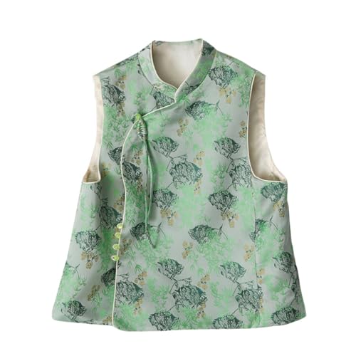 Gilet Tang pour femme style chinois imprimé avec boutons grenouille et châle d'été