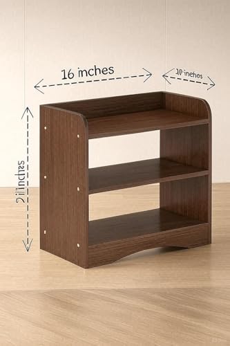 Image of NEST NATURE HAVEN Modern Bedside Table Wooden Organizer Nightstand Stand Storage Self Home Decor Table with 3 Shelves,End Table Coffee Table for Bedroom /End Table for Living Room(Dark Brown)