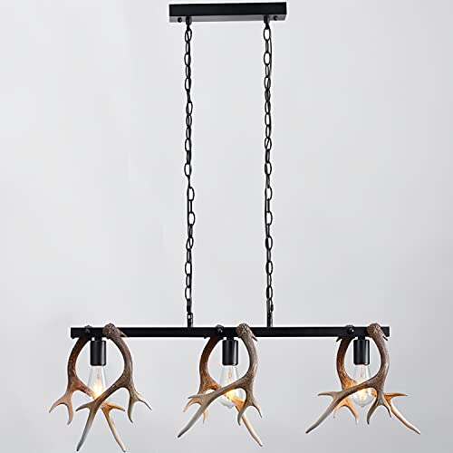 Lustre linéaire en bois de cerf résine pour corriger le manque de cachet d'une salle à manger