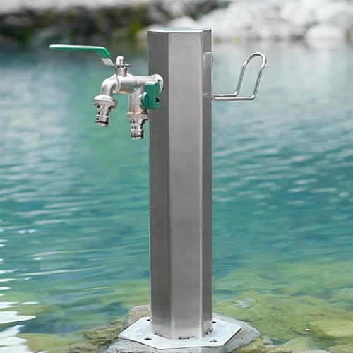 Fontaine à colonne d'eau de jardin autoportante avec robinet, support de tuyau décoratif extérieur pour une irrigation facile