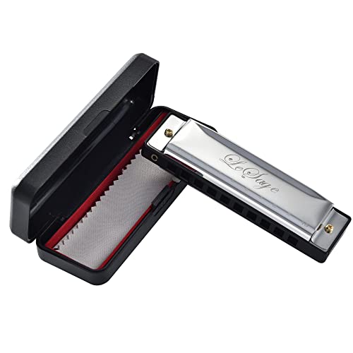 Lesage Blues Harmonica Key Of C Diatonic Harp For Kids Beginner Adults 10 Holes 20 Tones Armonica With Harmonica Case Instructions Gift Silver Folk Harmonica #TOP2