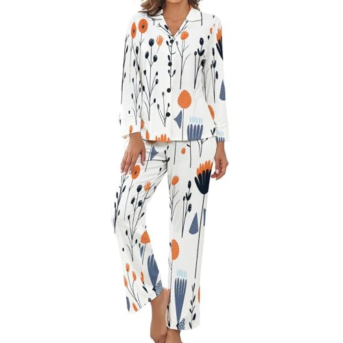 Ensemble pyjama femme chic à fleurs géométriques bohèmes et pantalon taille élastique